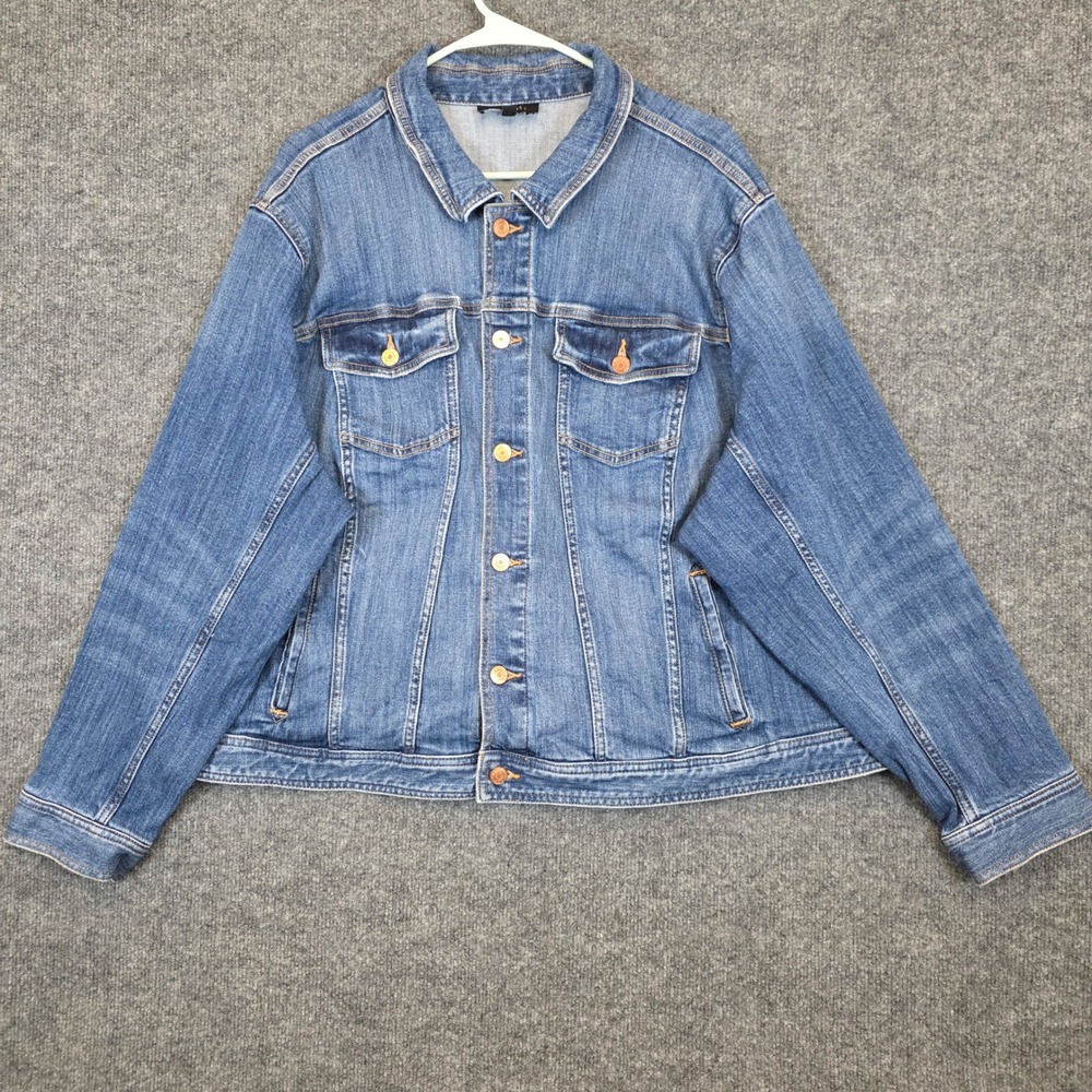 Talbots Denim Jacket Womens 3X Plus Blue Button Stretch Trucker Classic